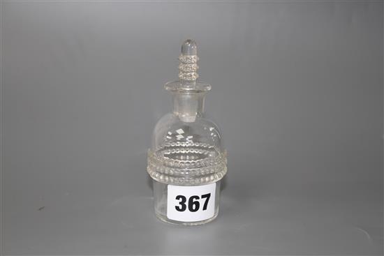 An R. Lalique glass scent bottle and stopper, with beaded decoration, etched mark in upper case, height 10.5cm